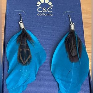 Green and Brown Feather Earrings